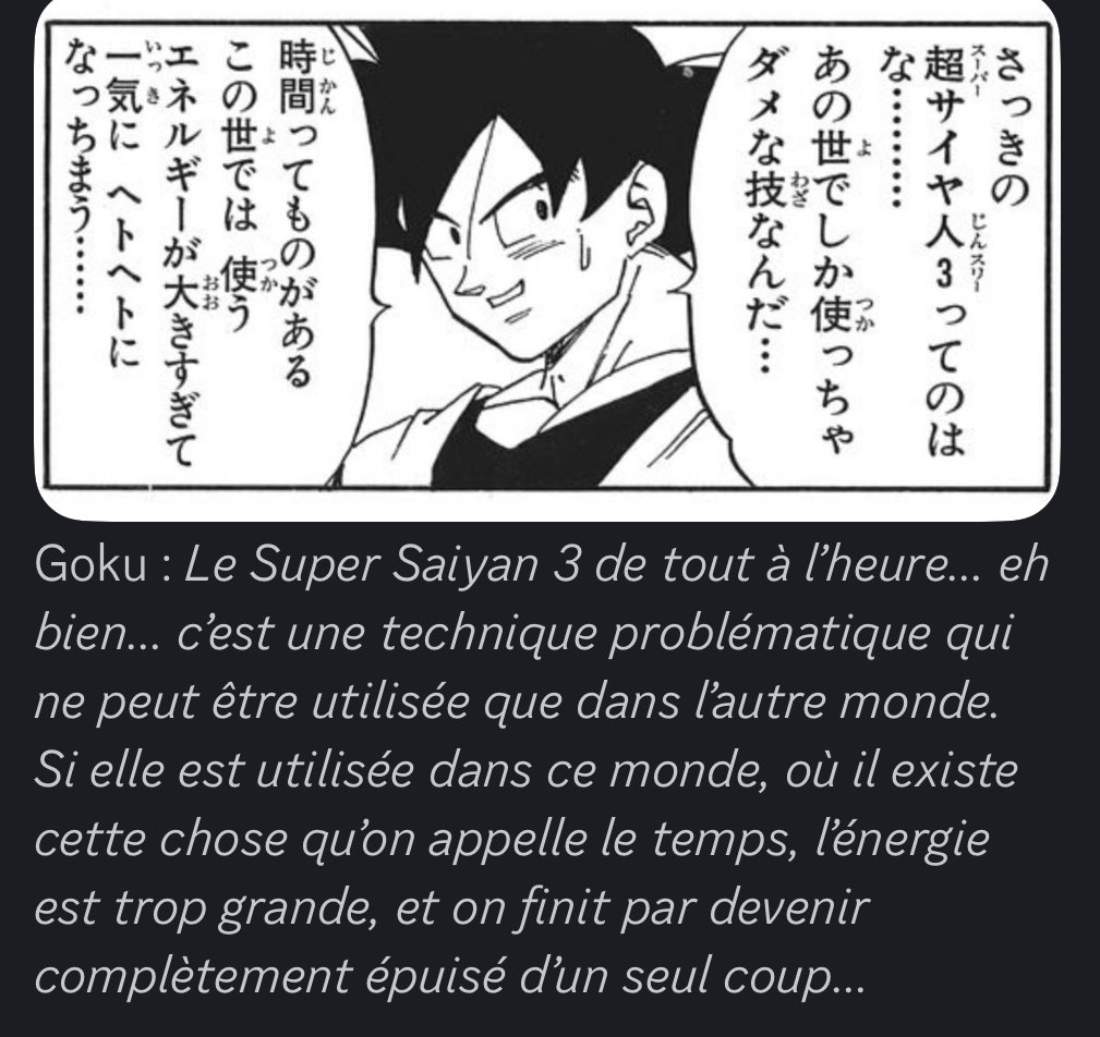 Goku explique le SSJ3 à Piccolo