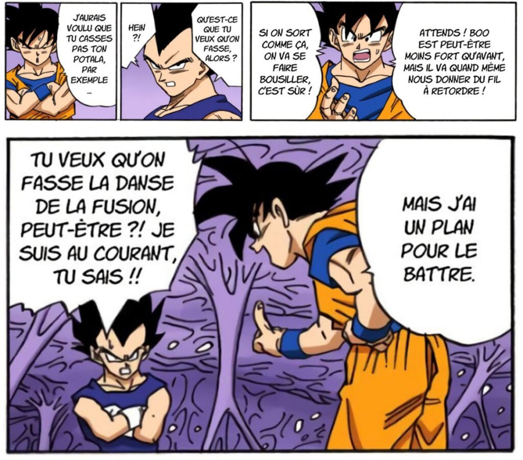 Goku pousse Vegeta vers la fusion metamol